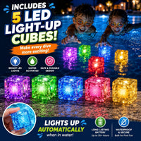 JoyX 35 piece glow pool diving toys set with LED cubes, diving rings, goggles and carry bag - view 3
