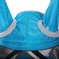 Harrison Howard CareMaster Pro Luminous Horse Fly Mask Large Eye Space Standard with Ears UV Protection for Horse Sky Blue Full Size