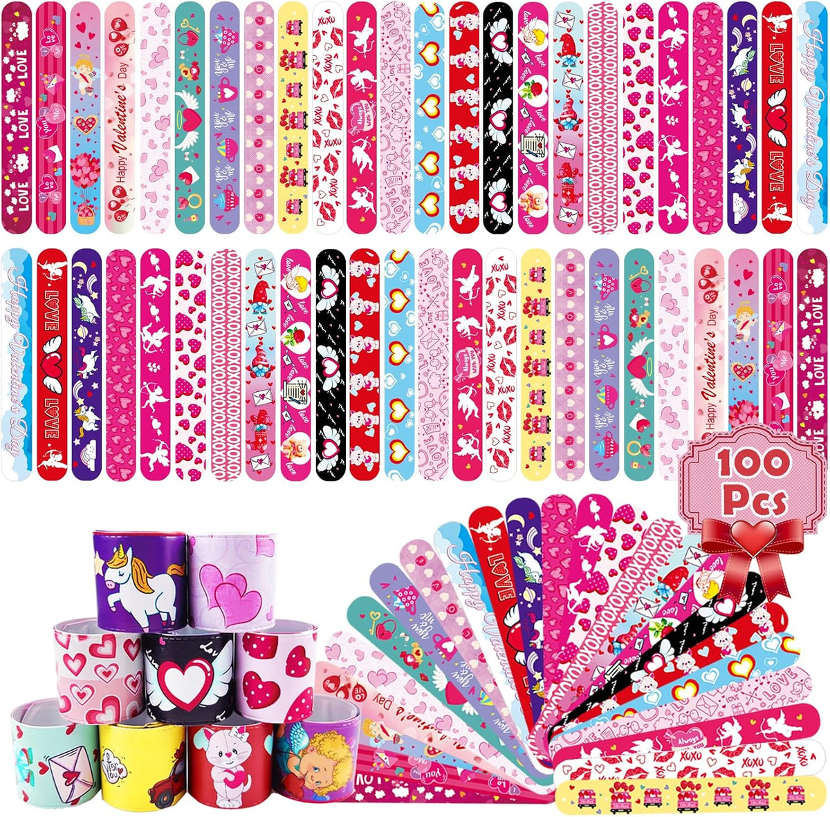 SUNPROUND Christmas slap bracelets with Santa, reindeer, snowman and Christmas tree prints