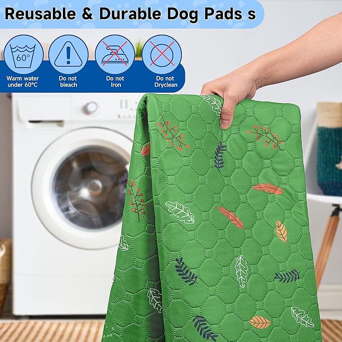 Sunheir 2-Pack Extra Large Reusable Dog Mat for Floor, Dog Playpen, Non-Slip Waterproof Super Absorbent Washable Pee Pads for Dogs, Pet Whelping Pads, Potty Training - Green, 36" x 72"