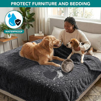 PetAmi Fluffy Sherpa Waterproof Dog Blanket for Small Pet Cat - Grey / Large (40x60) - image 2