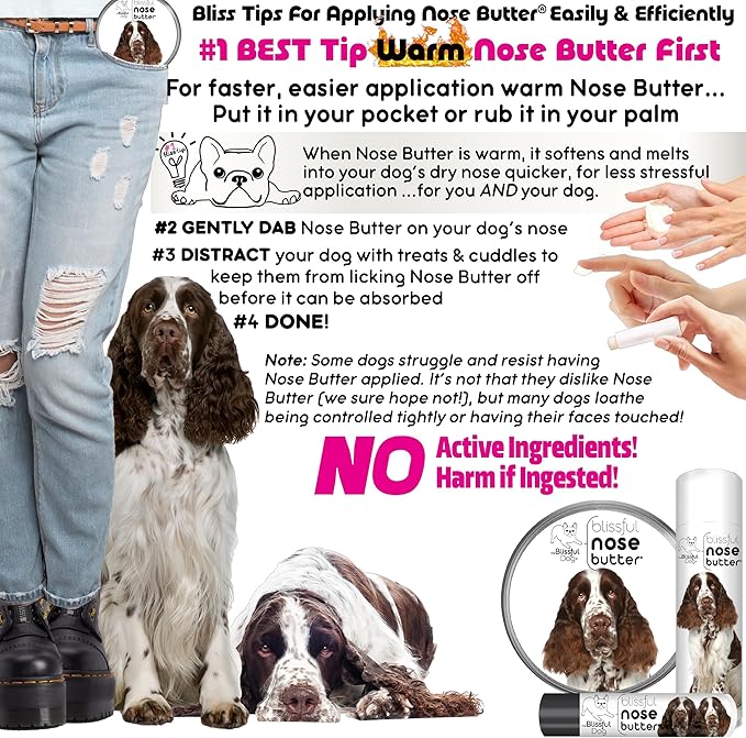 The Blissful Dog Springer Spaniel Nose Butter, Versatile Dog Nose Balm for Dry Nose, Handcrafted Nose Moisturizer, Easy-to-Apply Dog Essentials, Unscented, 8 oz.