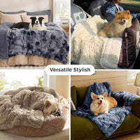 Bedsure Waterproof Dog Blankets for Large Dogs, Fluffy Faux Fur - Tie-dye Navy / L(40x50") - image 4