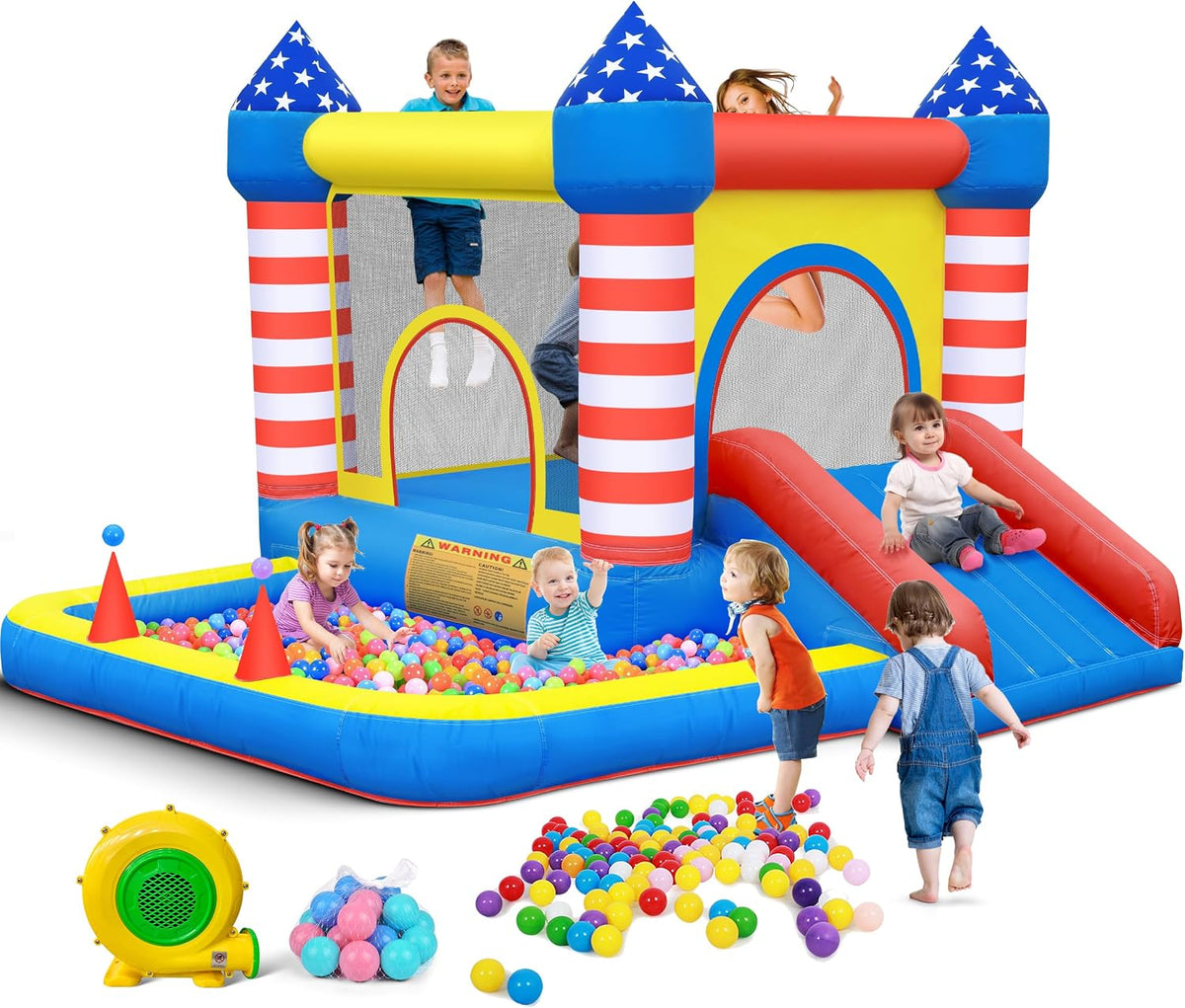 Culaluva 7-in-1 inflatable bounce house with slide, ball pit and basketball rim - view 2
