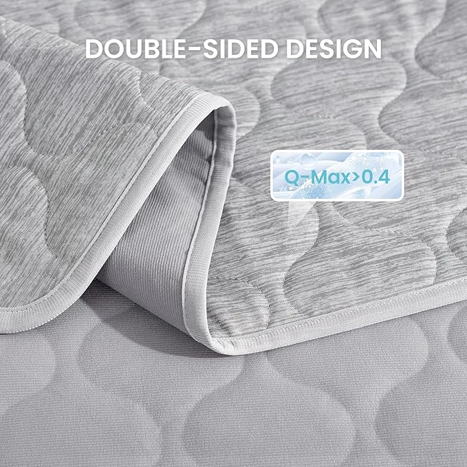 Cozy Bliss Leakproof Cooling Blanket for Large Dogs – Q-Max>0.4, Durable & Washable Dog Cooling Mat for Hot Weather, Soft Pet Throw & Couch Protector for Dogs & Cats, 40x60 Inch, Heather Silver Grey
