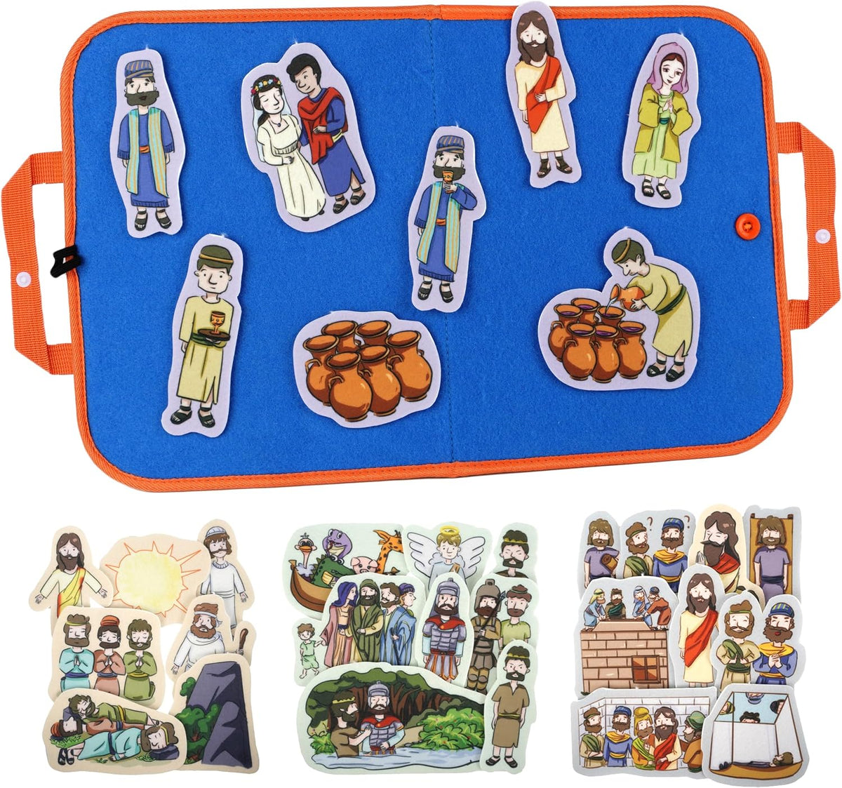 CHEFAN Noah's Ark Felt Board Bible Stories - Turns Water Into Wine & Other 3 Bible Stories Set
