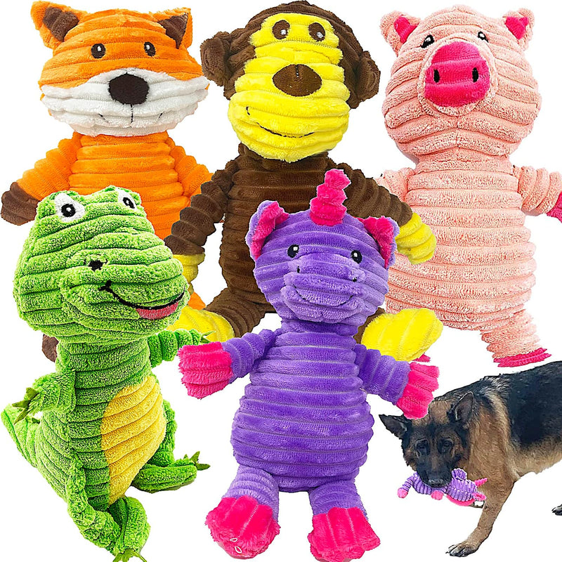 Jalousie Plush Toys Assortment Value Bundle Puppy Pet Mutt Squeak Toy - Corduroy