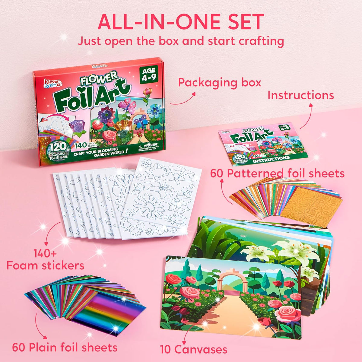 Klever Kits Unicorn Foil Art, Arts & Crafts for Kids 4 and Up - Flowers and Butterflies - image 3