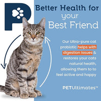 Pet Ultimates Probiotics for Cats – 3 Pack of 20-Species Cat Probiotic Powder to Treat Diarrhea, Vomiting, Digestive Support & Antibiotics Recovery – Cat's Health Supplies (44 gr)
