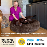 Bedsure SupportMax Calming Dog Beds Large Sized Dog Washable Pet Bed - Chestnut Brown / M(30x30x7) - image 2