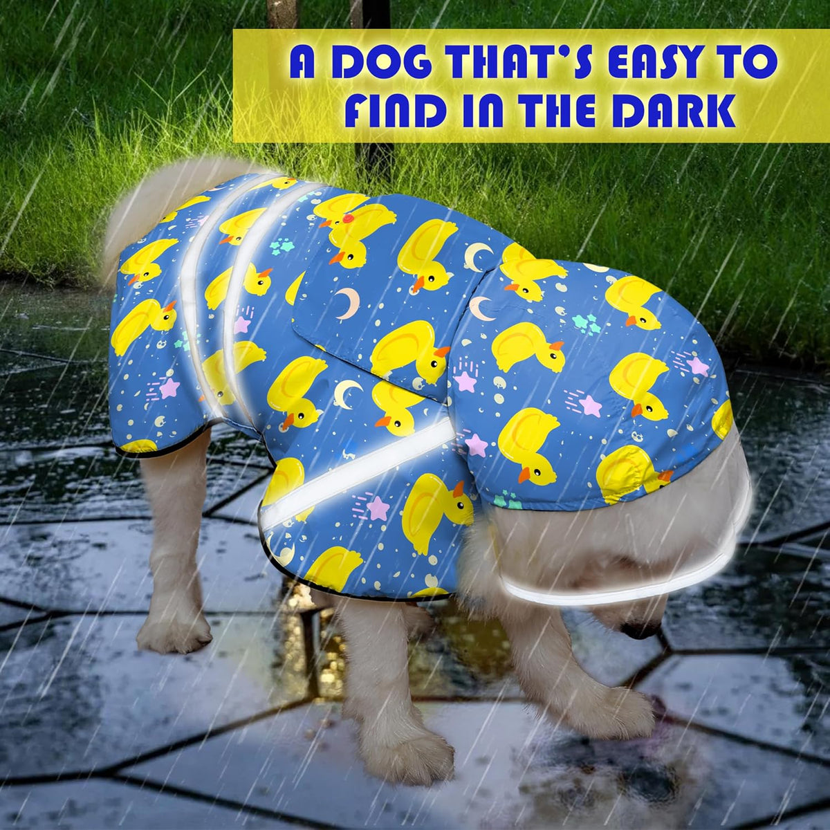 Dog Raincoat, Adjustable Rain Jacket with Hooded Double Layer for Large Medium Small Dogs Puppies - Duck Blue / Small - image 3