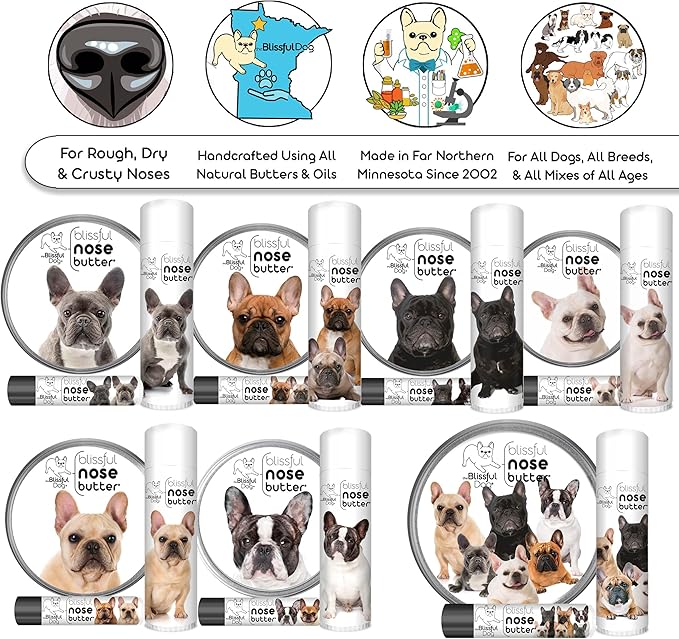 The Blissful Dog Pied French Bulldog Unscented Nose Butter - Dog Nose Butter, 16 Ounce