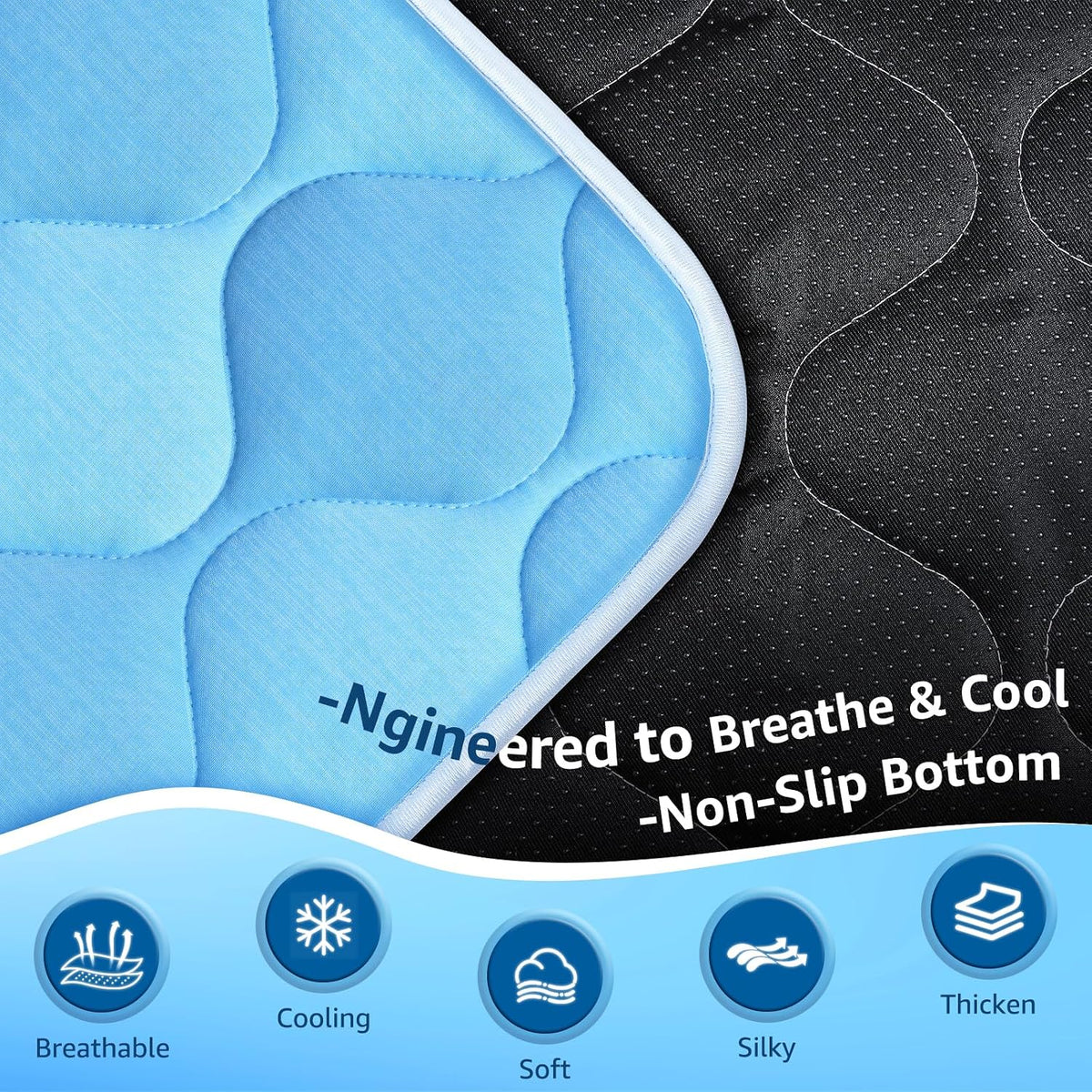 Dog Cooling Mat for Large Dogs - Ice Blue Wave Stitching / X-Large - image 3