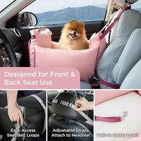 Lesure Small Dog Car Seat for Small Dogs -Soft Dog Booster Seat for Car with Storage Pocket and Clip-On Safety Leash and Thickened Memory Foam Filling, Pet Travel Carrier Bed Strawberry Cream
