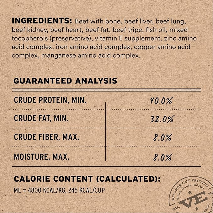 Vital Essentials Freeze-Dried Raw Beef Meal or Mixer Dog Food Crunchy Mini Nibs, 5.5 oz