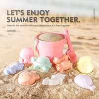 MarcZero 11Pcs Silicone Beach Toys, Bucket & Sand Toys - Peach Pink - image 3