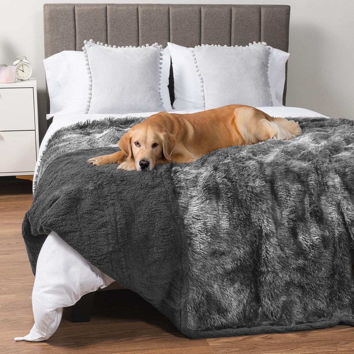 PetAmi Waterproof Dog Blanket for Couch Protector Pet Throw - Tie-dye Grey / Queen (90x90)