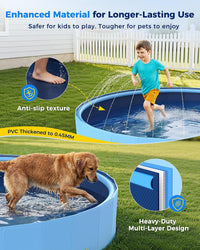 VISTOP Extra Large Foldable Dog Pool XXL - 3XL- 107" x 16" / Blue - image 4