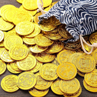 Chivao plastic gold coins, 300 shiny embossed pirate treasure coins - view 7
