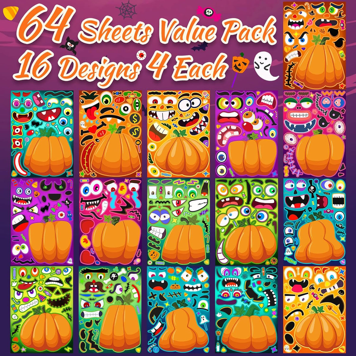 Natonhi 32 rainbow Halloween scratch art masks with wooden styluses and strings - view 13