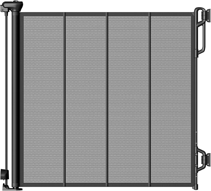 Reinforced Retractable Baby Gate or Mesh Dog Gate,Easy to Use for Stairs, Doorways, Hallways, Indoor, Outdoor, Wide Pet Gate 33.5" Tall, Extends to 45" Wide, Black