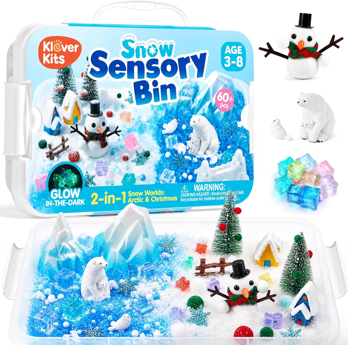 JOVA Klever Kits Construction Sensory Bin for kids Glow - Snow