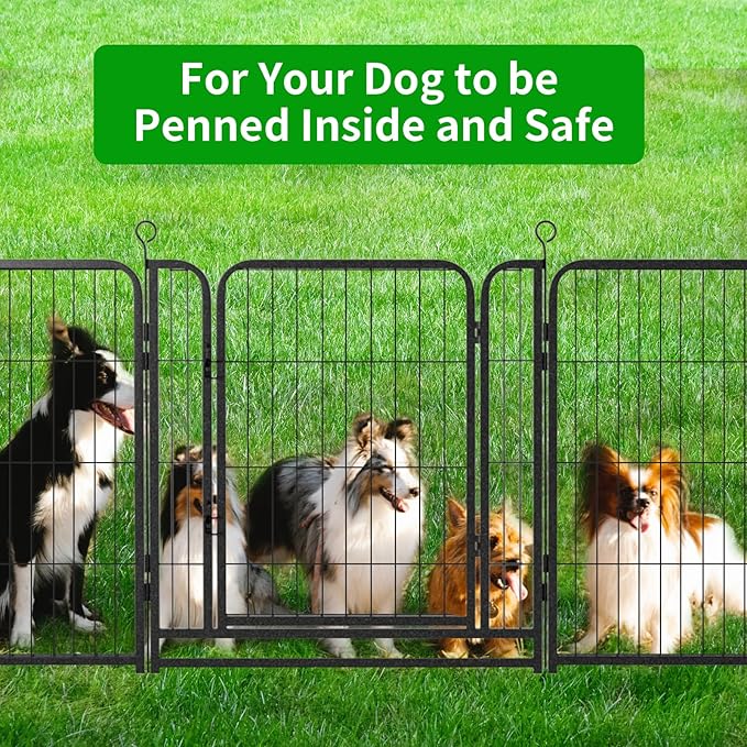 Dog Playpen Outdoor Extra Wide 32 Panels Heavy Duty Dog Fence 32" Height Anti-Rust with Doors Portable for RV Camping Yard, Total 84FT, 561 Sq.ft, Snowy Black