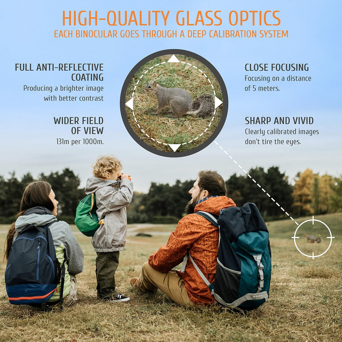 BeBison Binoculars for Kids, 8x21 High Resolution Real Optics - Orange - image 4