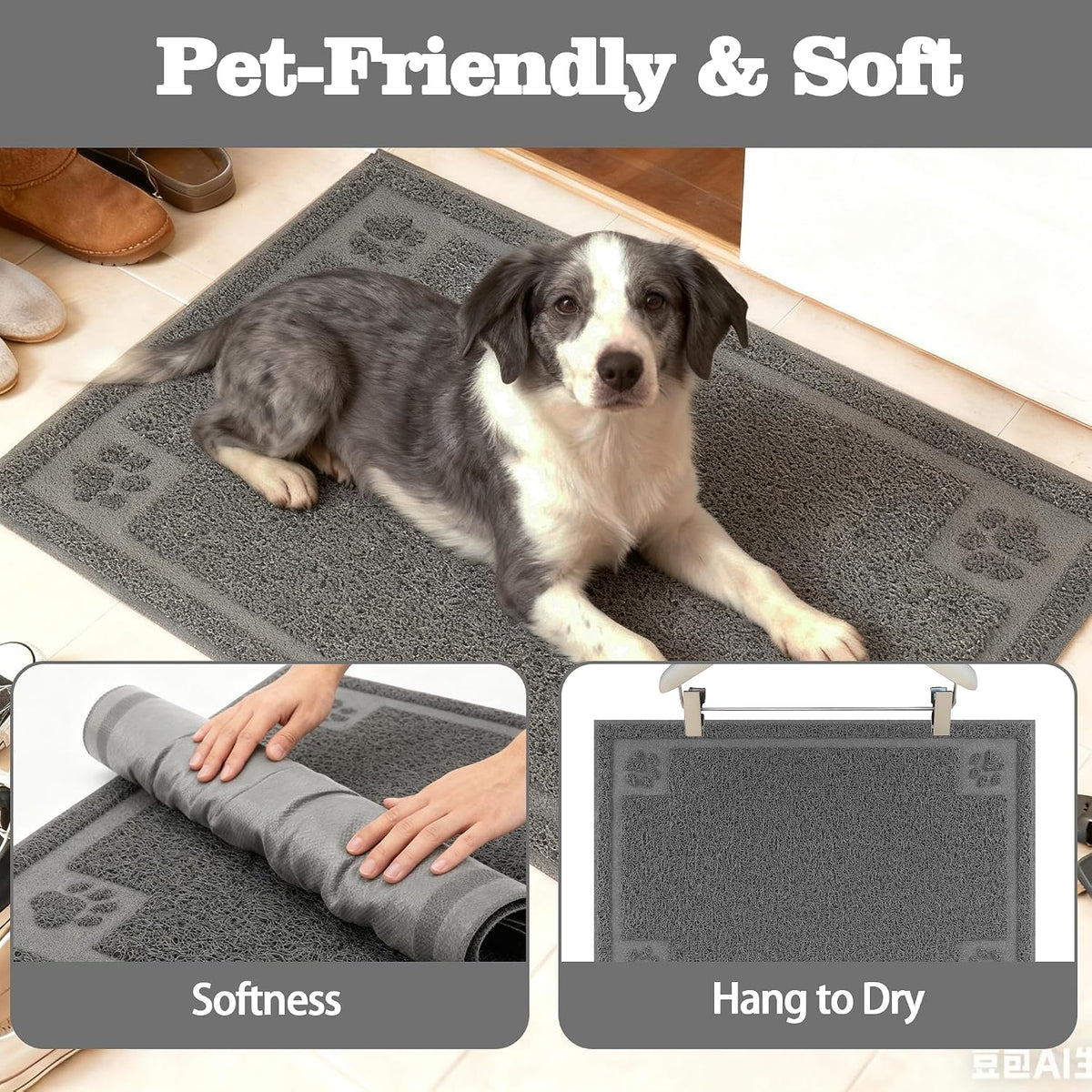 Darkyazi Pet Feeding Mat Large for Dogs and Cats - Grey - image 4