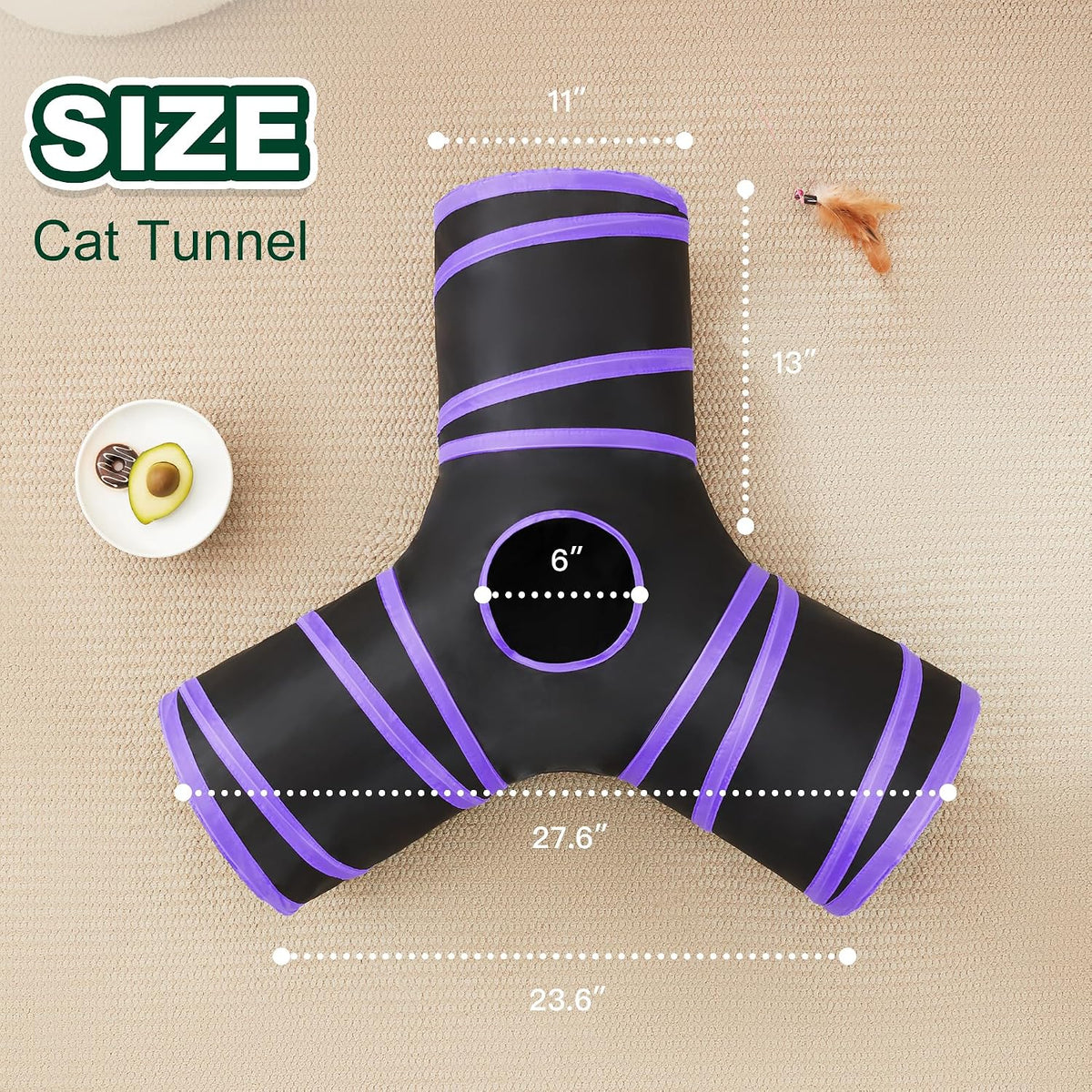 Love's cabin Cat Tunnel for Indoor Cats - Black&Purple / S (23.6"x13"x11") - image 2