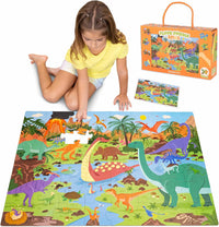 BONNYCO Giant Floor Puzzles for Kids of Jungle Animals with 48 Large - Dinosaurs
