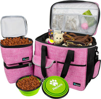 PetAmi Dog Travel Bag Organizer, Pet Supplies Diaper Tote - Large - 15.5"L x 9.5"W x 14.0"H / Pink