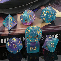 QMAY DND Dice Set - 7Pcs Blue Mix White Polyhedral Dice with Black Dice Bag – Fun for Kids & Family - Purple Light Blue Glitter - image 4