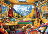 1000 Piece Jigsaw Puzzles for Adults, Lakeside Cabin with Letter – Fun for Kids & Family - Yellow - Mountain View Camping / 27.5" X 19.7"