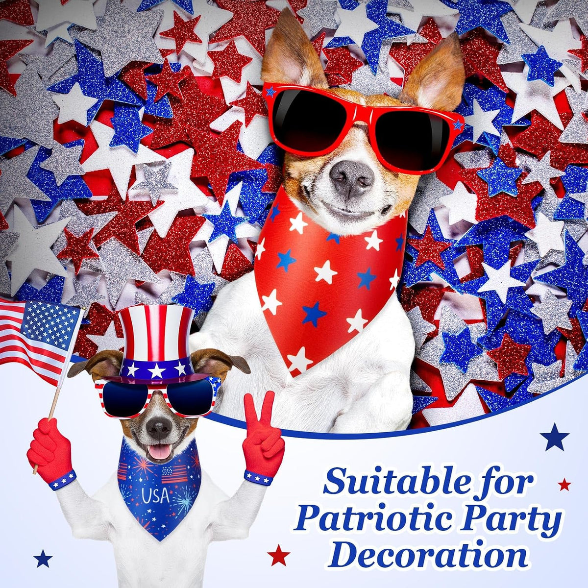 Preboun 100 Pcs Fall Paw Print Dog Bandanas Bulk - 4th of July / 25.6 x 17.7 x 17.7 Inch - image 2