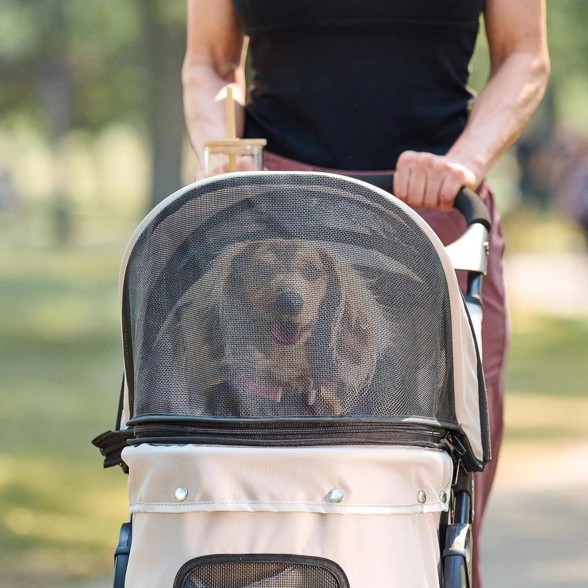 Carlson Pet Products Stroller - Khaki with Black Accents - image 4