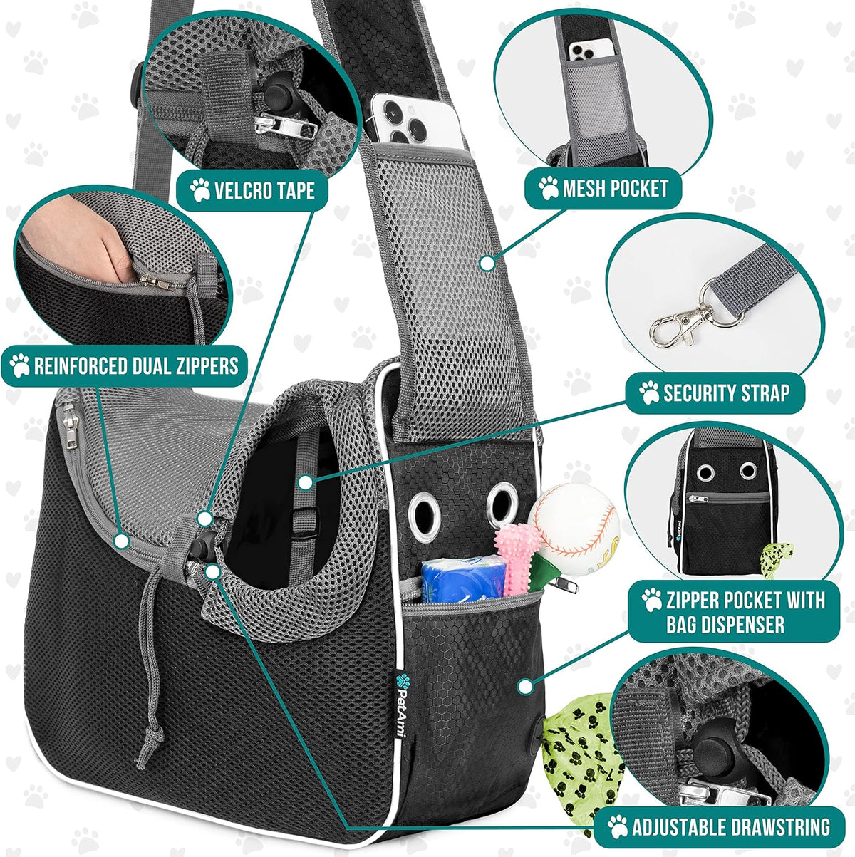 PetAmi Dog Sling Carrier for Small Dog - Black - image 3