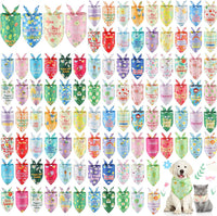 Sweetude 100 Pcs Dog Bandanas Bulk Triangle Bibs Adjustable - Spring