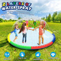 ODOSOLA large non-slip kids splash pad spraying water on a backyard lawn - view 7