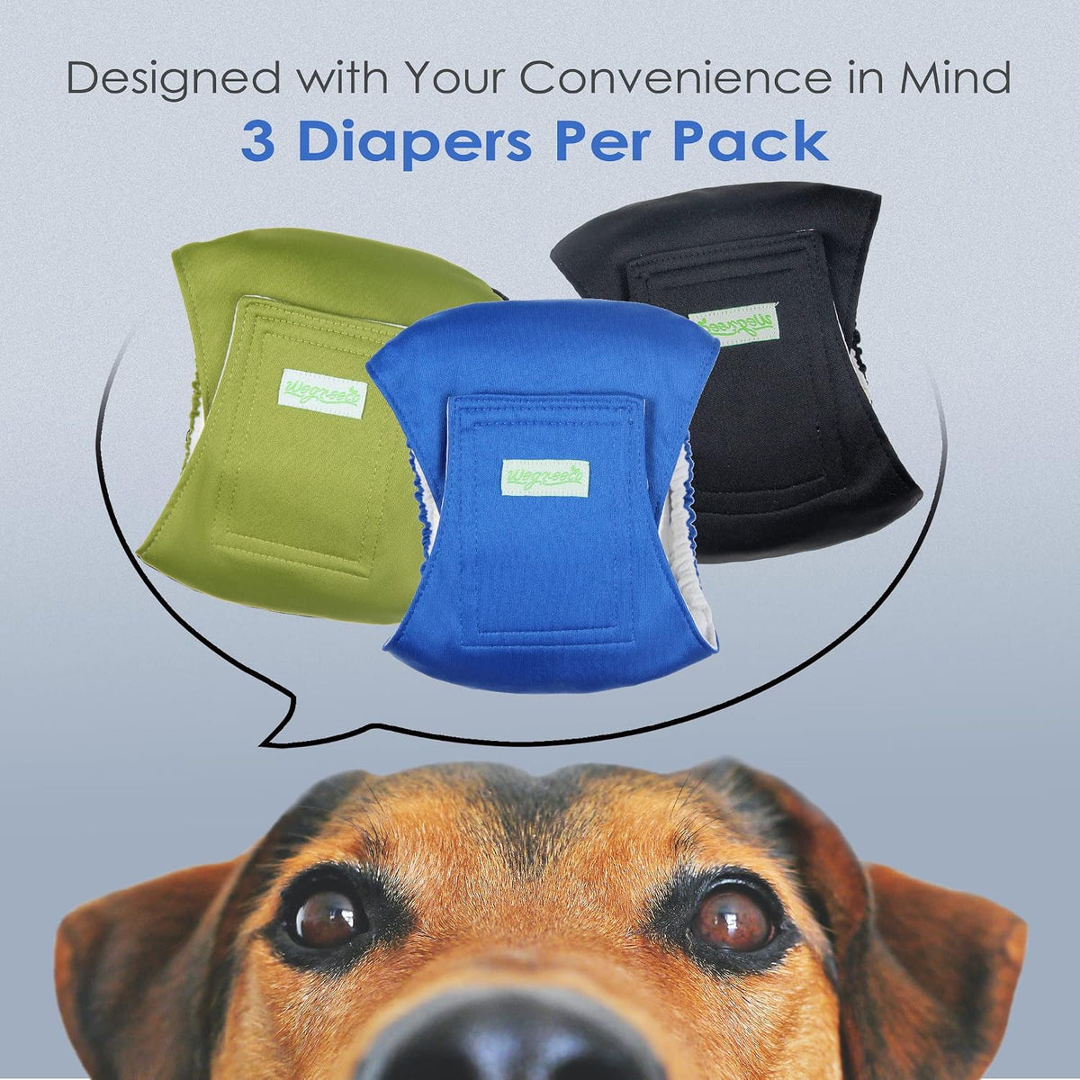 Wegreeco Washable Male Dog Belly Band - XX-Large / Black, Blue, Olive - image 2