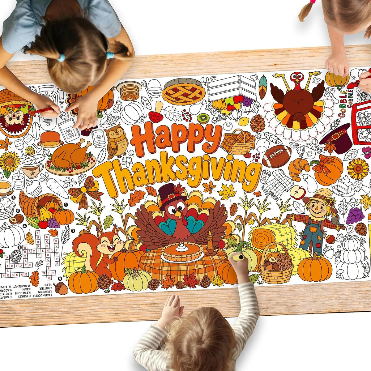Halloween Activity Poster, Halloween Tablecloth for Kids - Colour