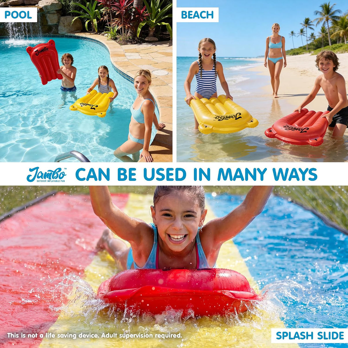 JAMBO 3 pack inflatable body boards, 27 x 20 inch, for lawn water slides and pools - view 4
