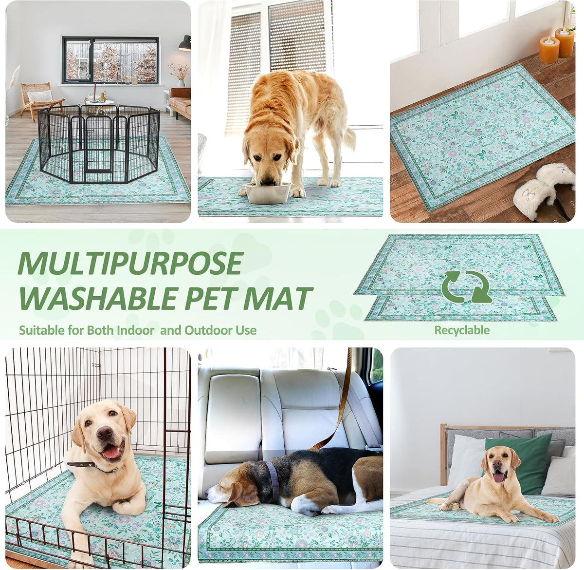 Washable Pee Pad for Dogs, 36"x48" - Green / 18*24 Inch(Pack of 2) - image 3