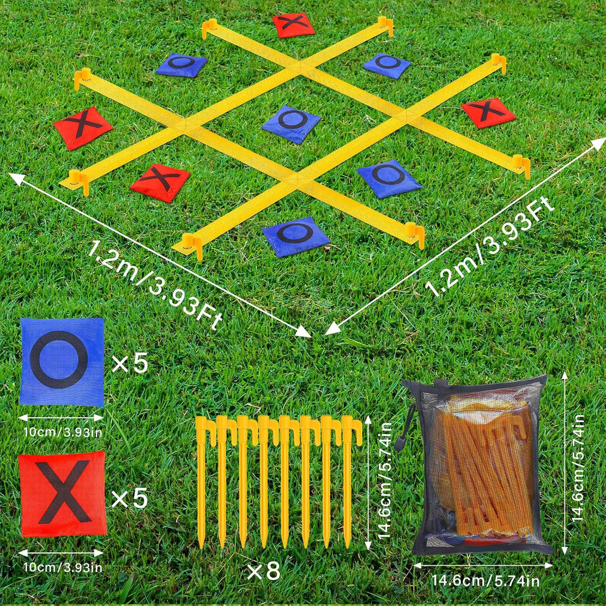 Giant Tic Tac Toe Outdoor Games for Kids Adults Family - Yellow 4 ft. * 4 ft - image 2