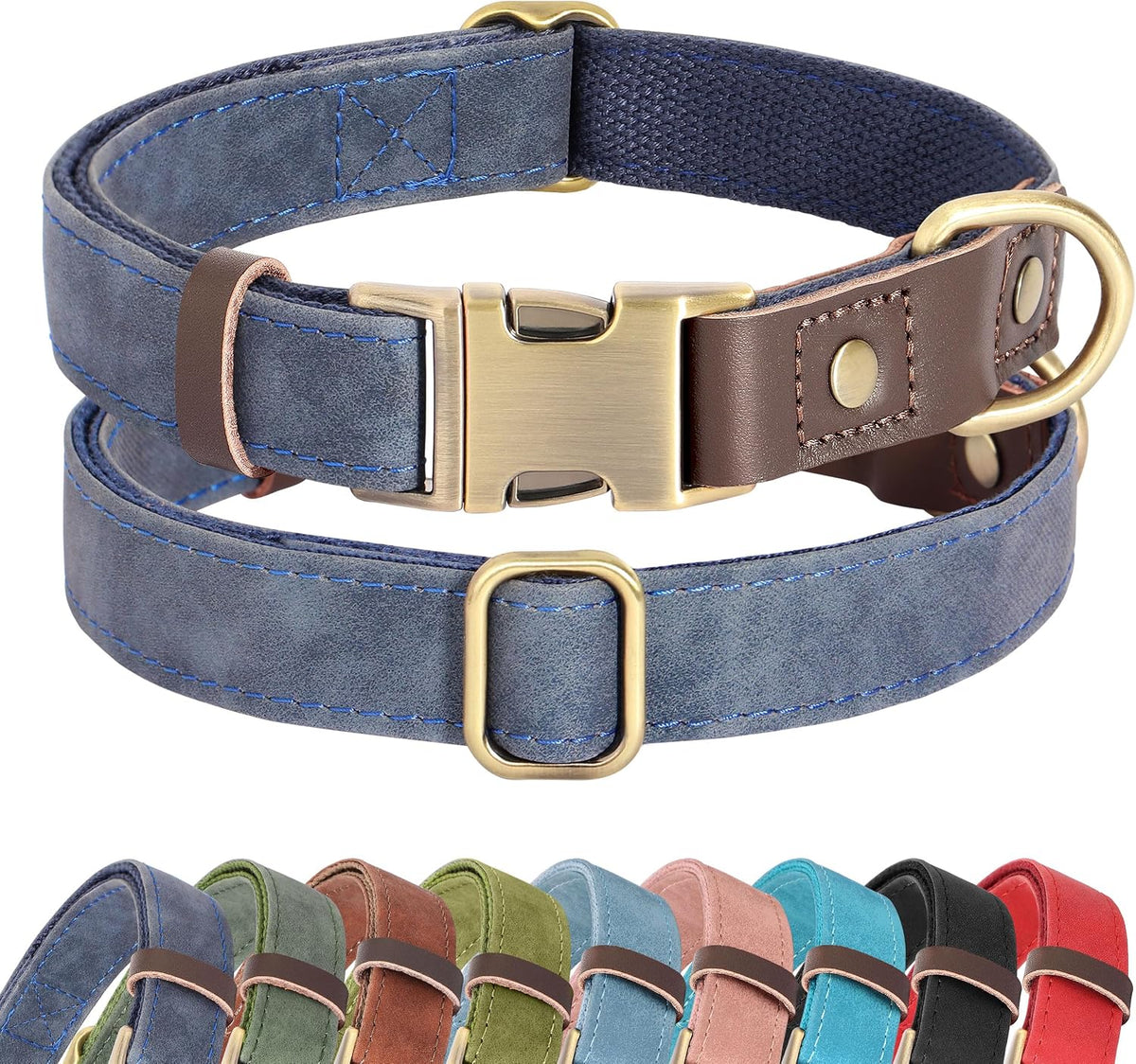PU Leather Dog Collar for Small Dogs Puppy, Soft Lining, Green S – Essentials for Dogs - Blue / S: Neck 11-15", Width ⅝"
