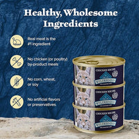Blue Buffalo Wilderness High-Protein & Grain-Free Wet Cat Food Paté for Adult Cats 7+, Made with Natural Ingredients, Chicken Recipe, 3-oz. Cans (24 Count)