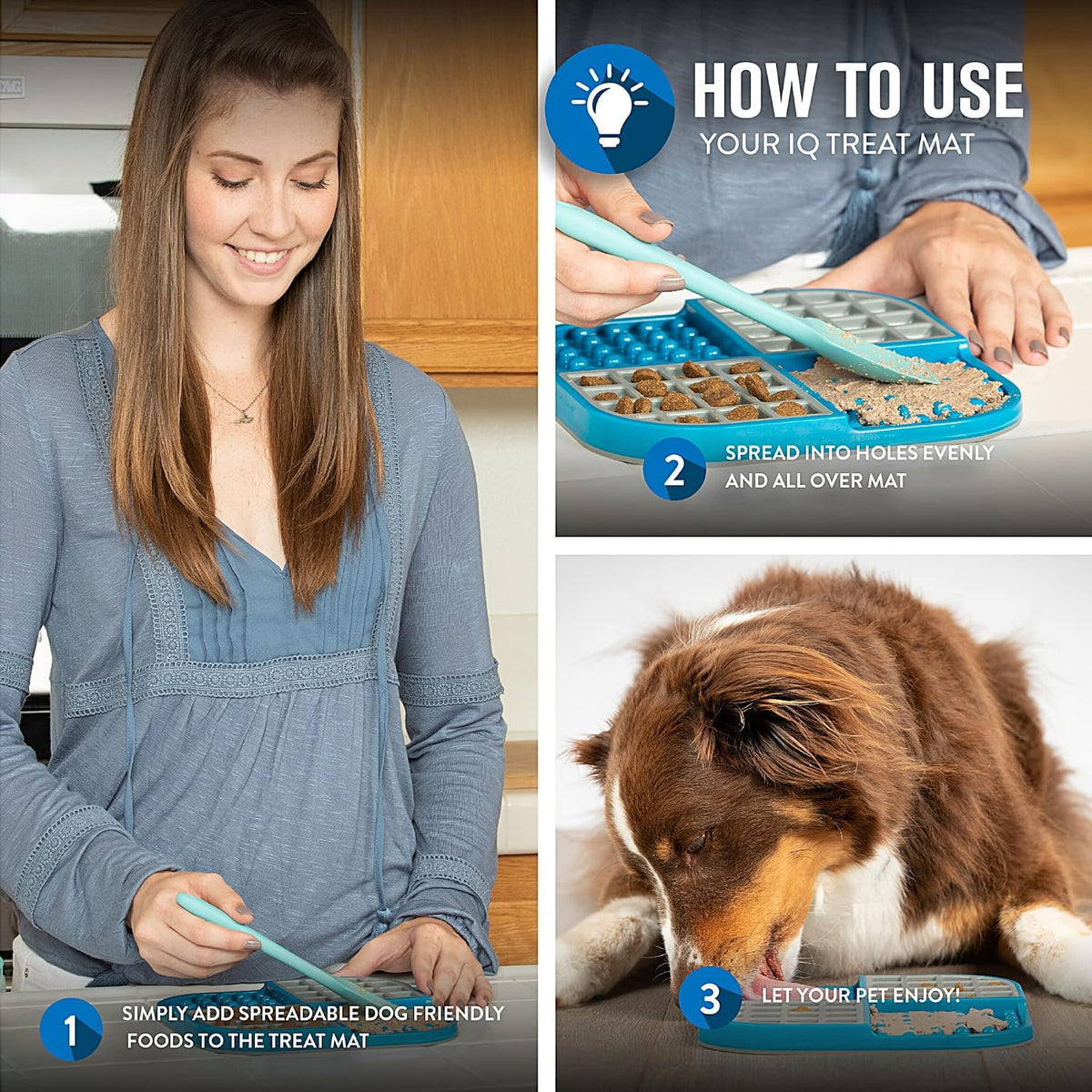 Hyper Pet IQ Treat Lick Mat for Dogs & Cats - Medium / Blue/Grey - image 3