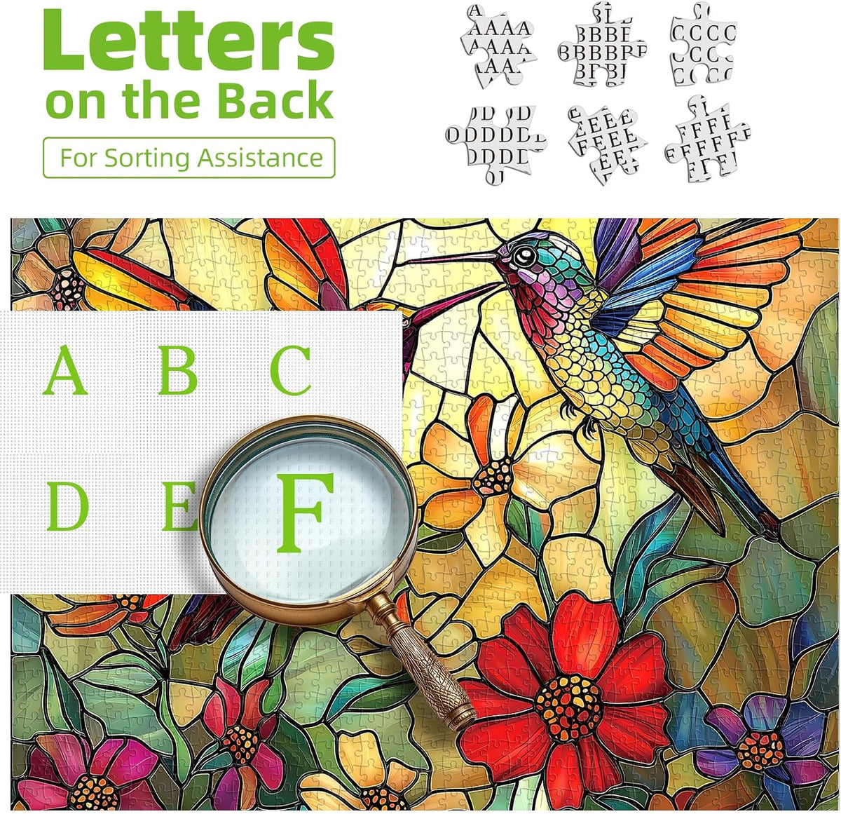 Vintage Paint Hummingbird Flower 500 Piece Puzzles for Adults - Yellow-500 Piece-vintage Hummingbird Floral / 20" X 20" - image 3
