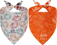 Halloween Dog Bandanas Pink Black XLarge 2PCS - hello fall-pumpkin-26-N / Large