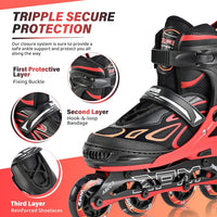 2PM SPORTS Adjustable Inline Skates for Kids, Youth and Adults - Red / Large - Youth (4.5-8 US) - image 3